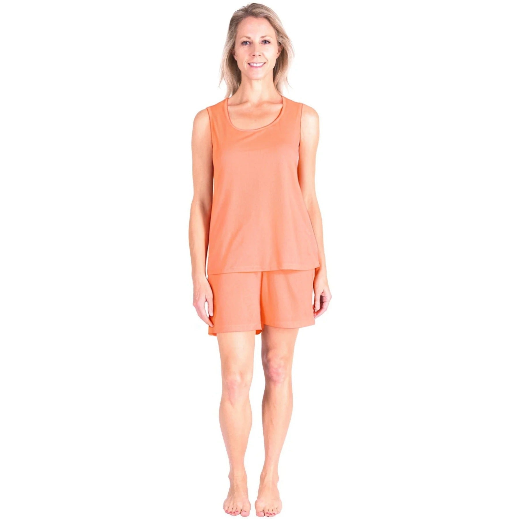 Women's Moisture Wicking Scoop Tank Drawstring Short Pajama Set