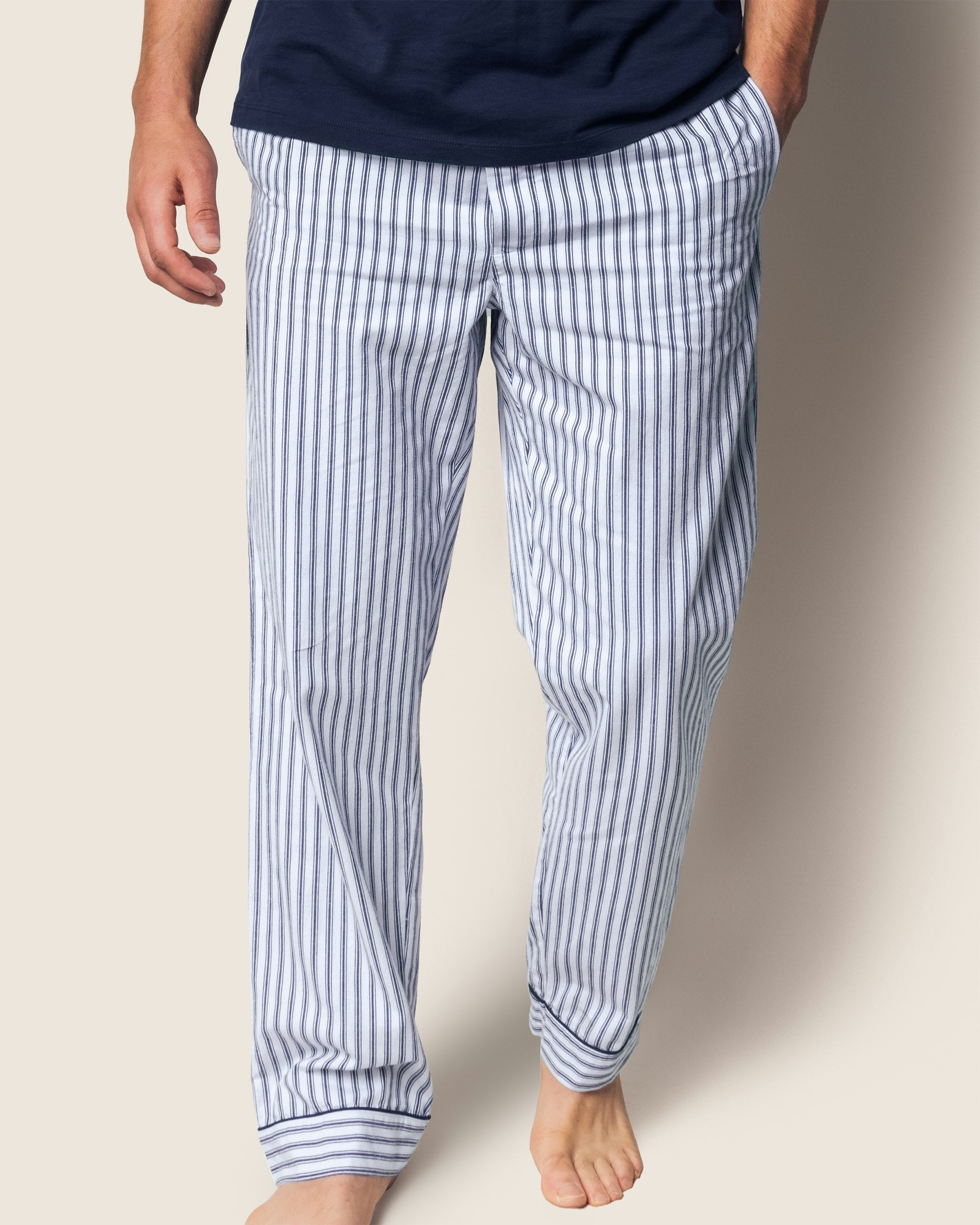 Men's Twill Pajama Pant in Navy French Ticking