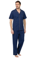 Printed Short Sleeve Button-Front Men's Pajamas- Final Sale
