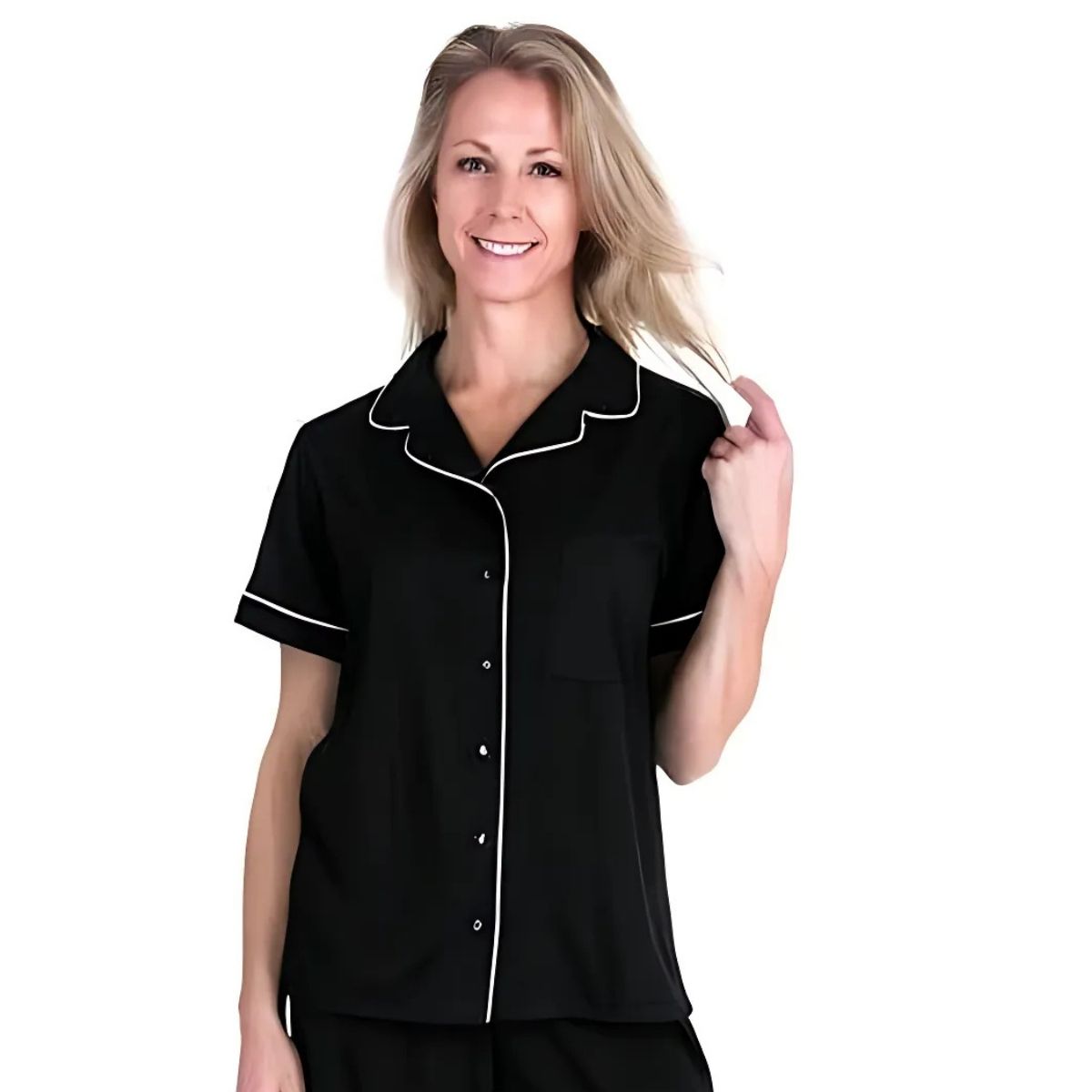 Women's Moisture Wicking Mix and Match Button Front Short Sleeve Top