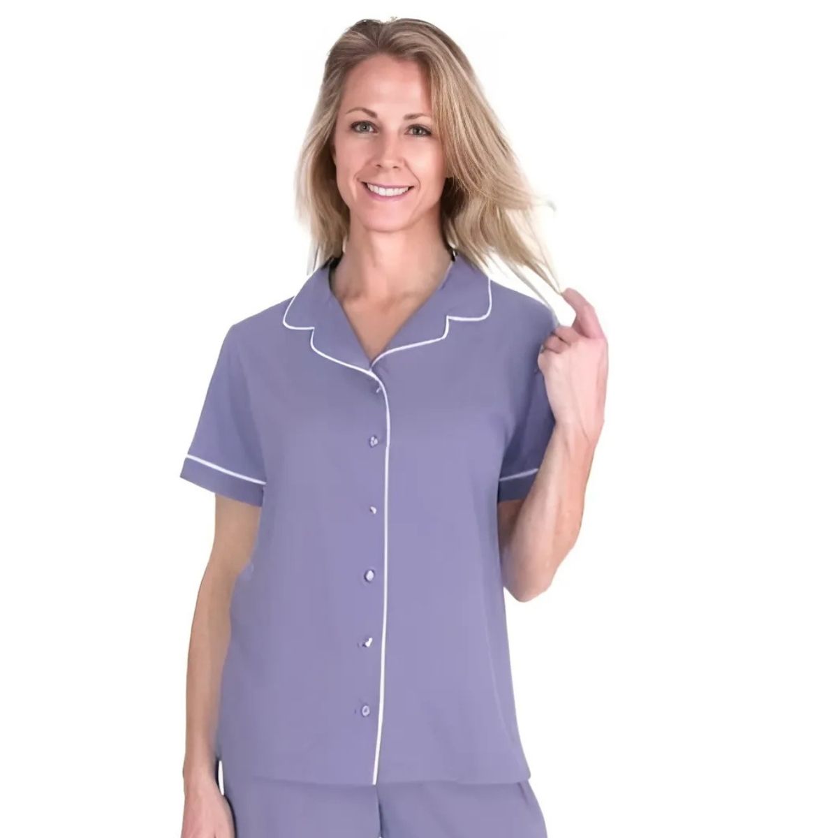 Women's Moisture Wicking Mix and Match Button Front Short Sleeve Top