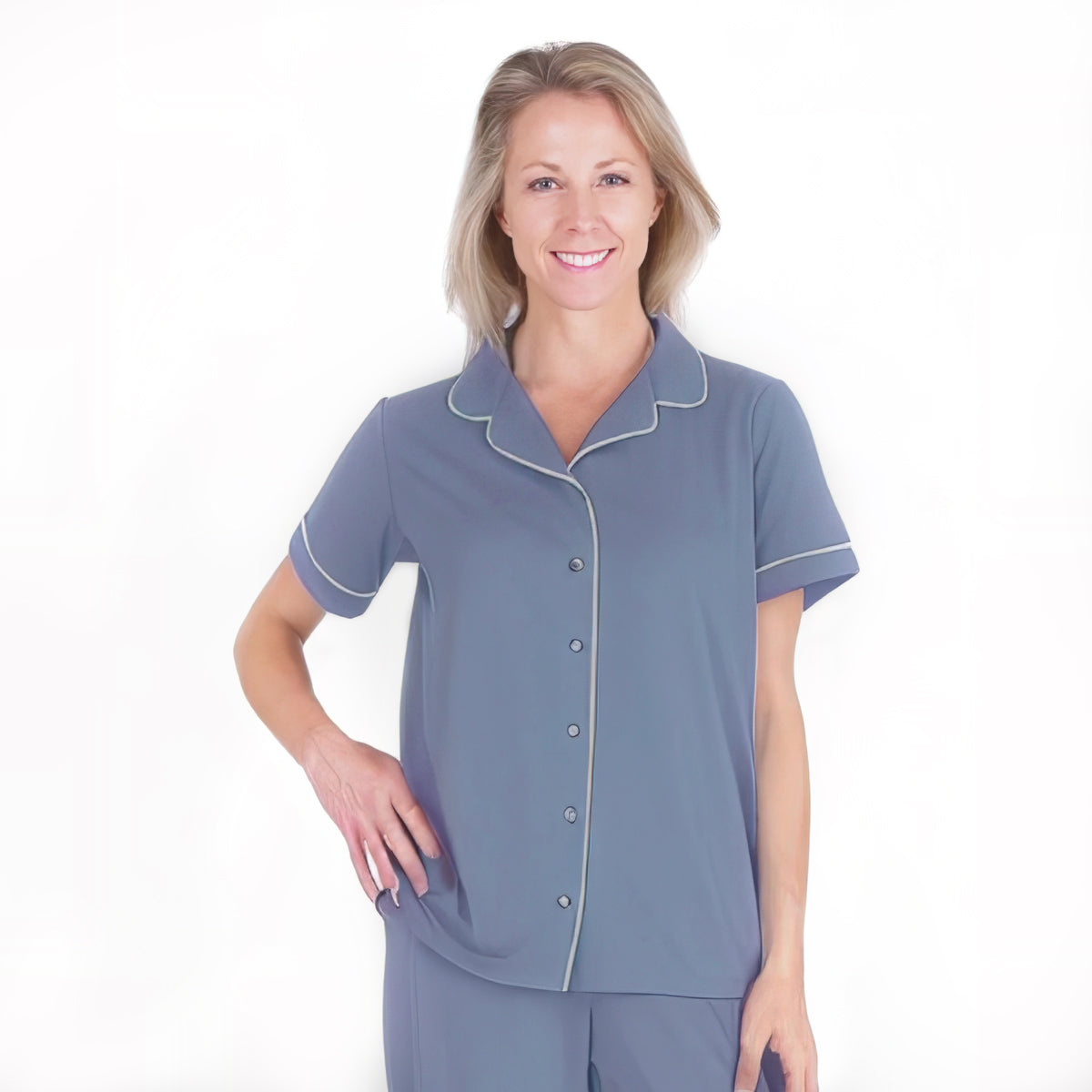 Women's Moisture Wicking Mix and Match Button Front Short Sleeve Top