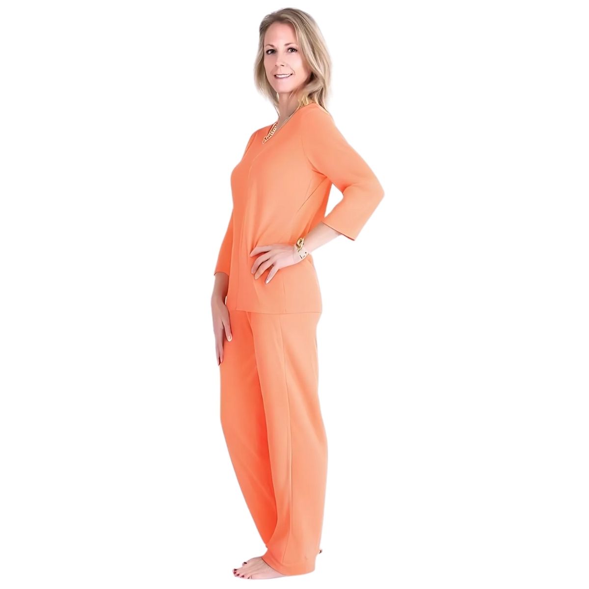 Women's Moisture Wicking Scoop Neck Drawstring Pant Pajama Set