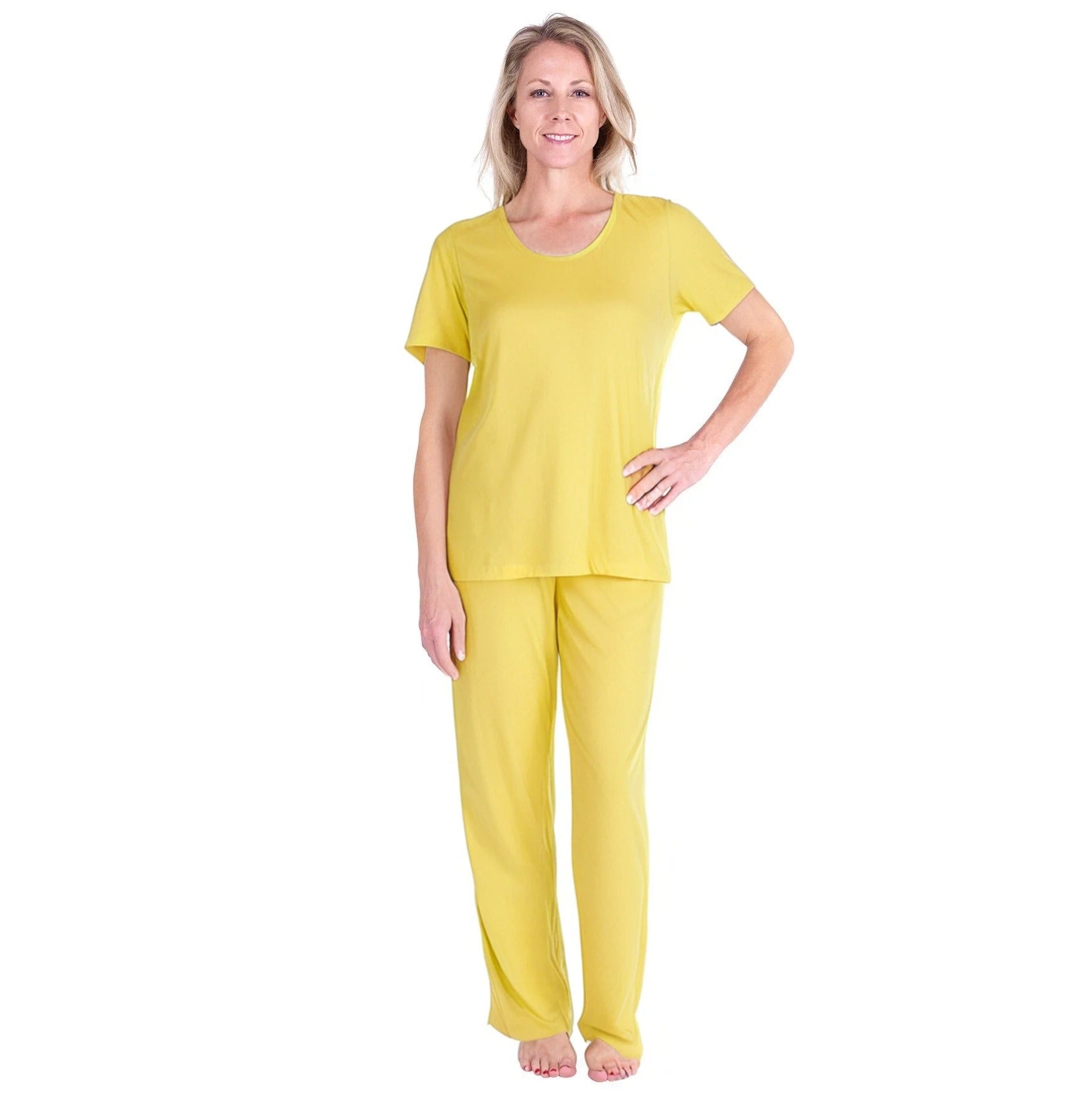 Women's Moisture Wicking Scoop Neck Drawstring Pant Pajama Set