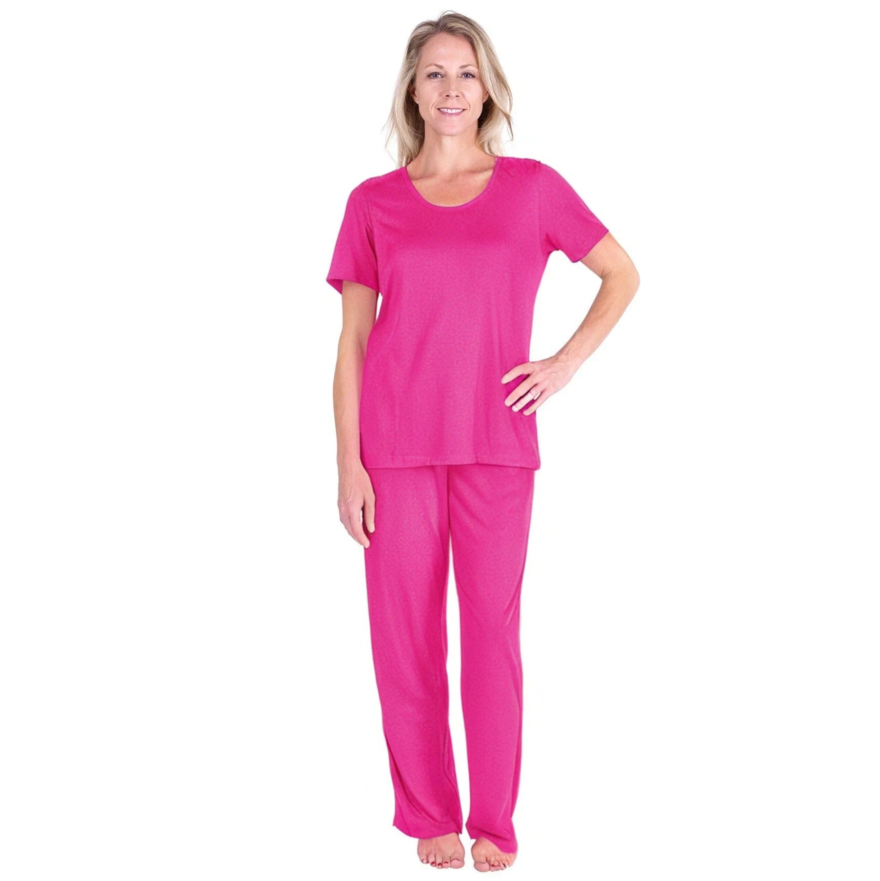 Women's Moisture Wicking Scoop Neck Drawstring Pant Pajama Set