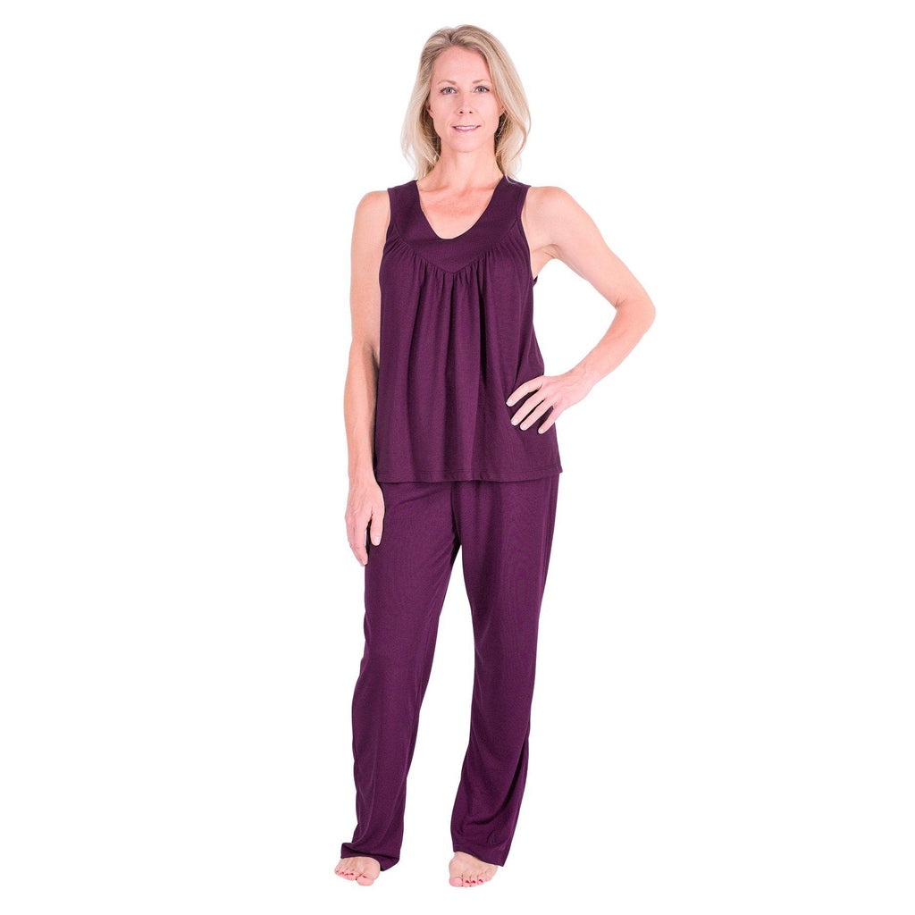 Women's Moisture Wicking Gathered Tank Drawstring Pant Pajama Set