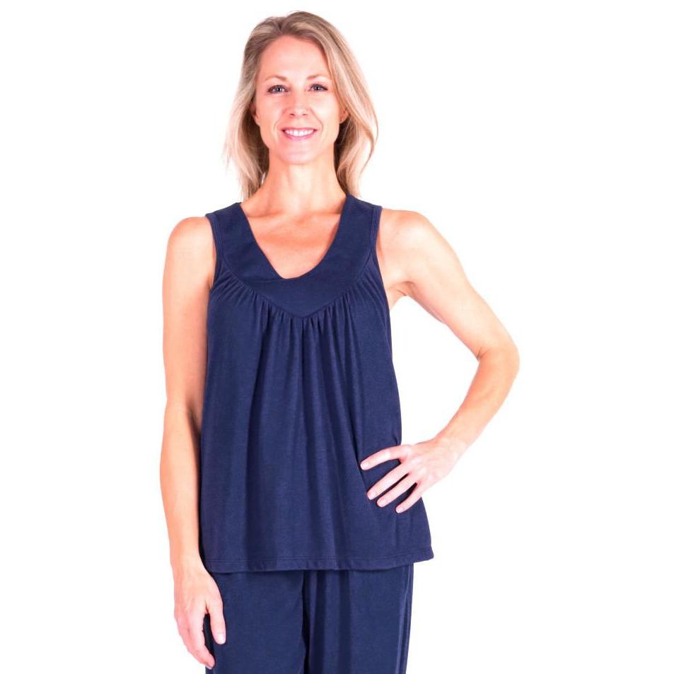 Women's Moisture Wicking Gathered Tank Drawstring Pant Pajama Set