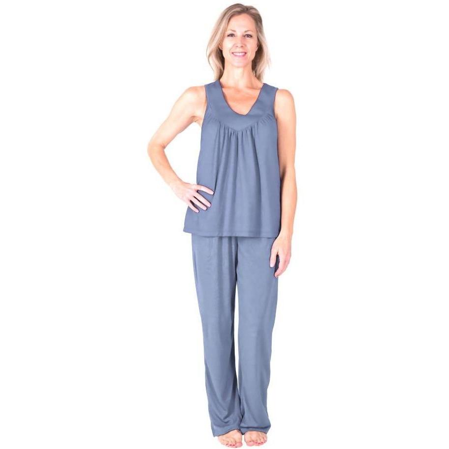 Women's Moisture Wicking Gathered Tank Drawstring Pant Pajama Set