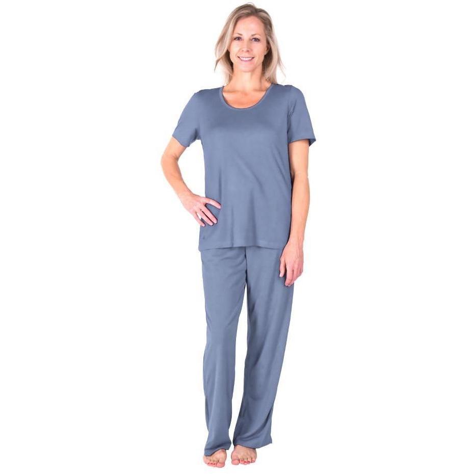 Women's Moisture Wicking Scoop Neck Drawstring Pant Pajama Set