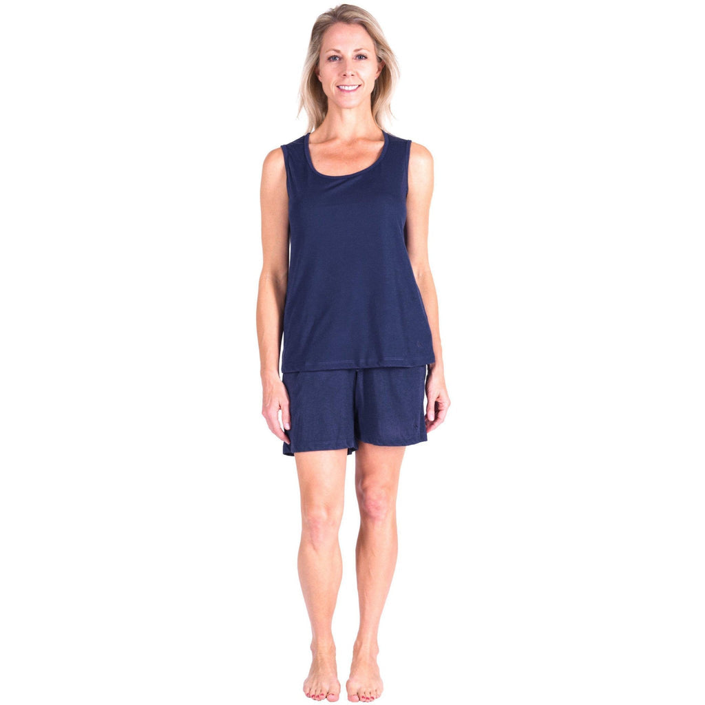 Women's Moisture Wicking Scoop Tank Drawstring Short Pajama Set