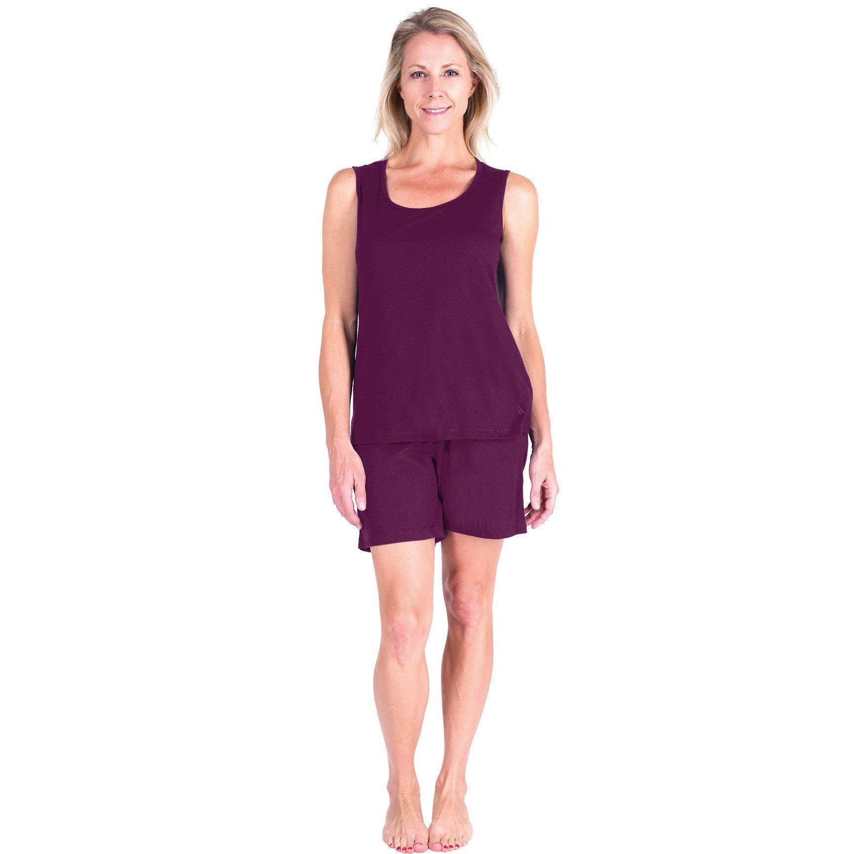 Women's Moisture Wicking Scoop Tank Drawstring Short Pajama Set